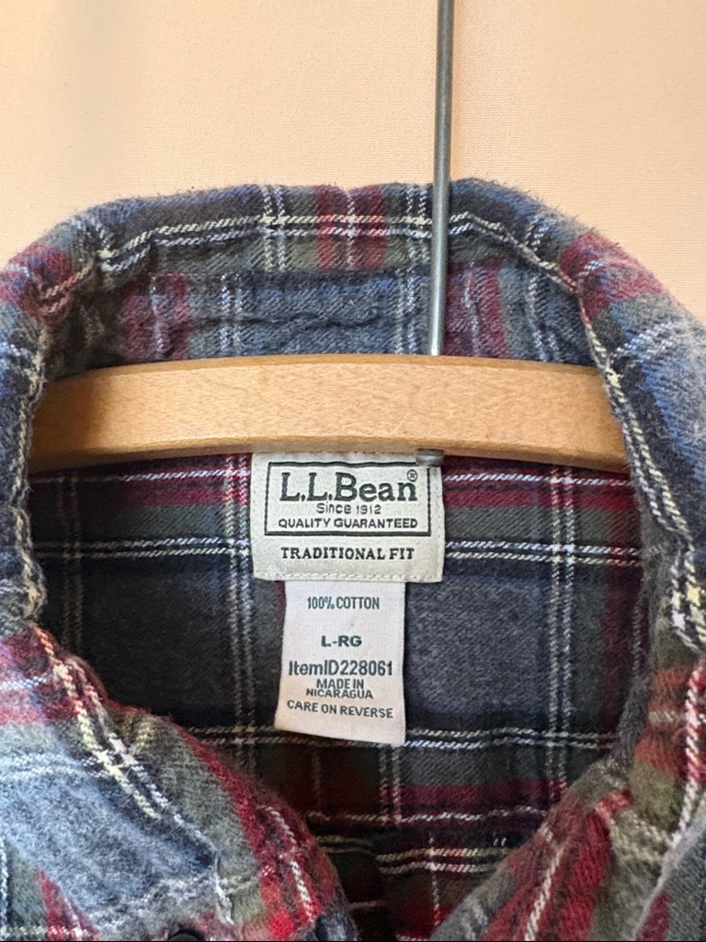 LL Bean Men's Scotch Plaid Flannel Shirt,